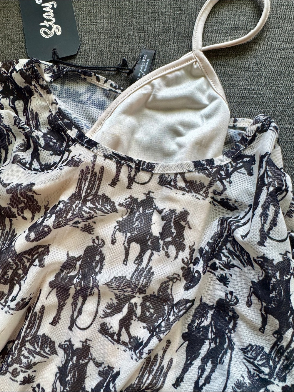 2 Fly Co Cowboy Western Print Mesh Dress NWT - Picture 6 of 11
